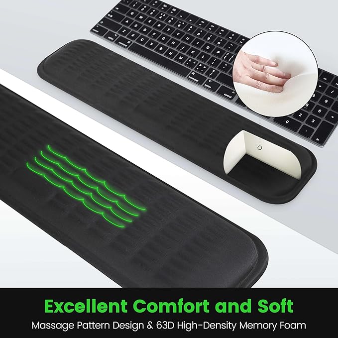 MEKASS Keyboard Wrist Rest - Soft Memory Foam Wrist Support for Long Hours of Work, Gaming, Studying (Light Gray)
