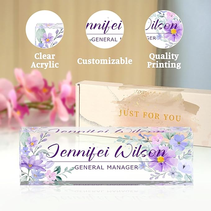Name Plate for Desk-Personalized Name Plates for Desk-Name Plate Personalized for Office-Gifts for Teacher Boss Employee Appreciation Office Desk Decor (purple B), MYDZBJMT1009