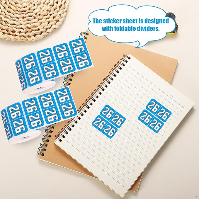 1000pcs 2026 Year Stickers, 3/4x1-1/2 Inch 26 Year Colored Self-Adhesive Stickers File Folder Labels Decals for Tab File Folders Office Supplies(Blue)