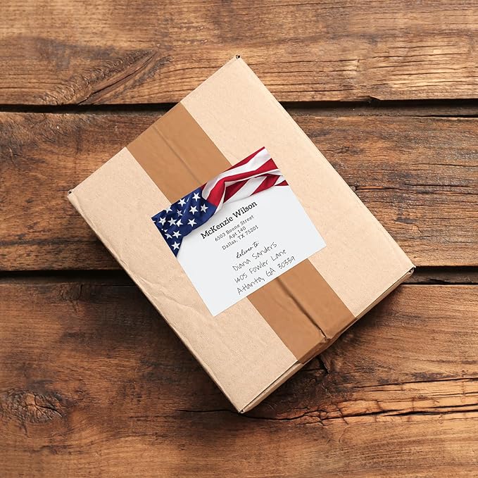 Custom American Flag Shipping Labels / 48 Personalized Address Labels/ 4" x 3½" Mailing Stickers/Made in USA