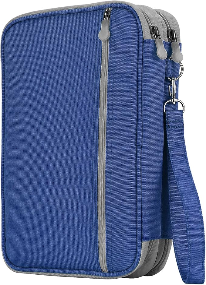 YOUSHARES 192 Slots Colored Pencil Case, Large Capacity Pencil Holder Pen Organizer Bag with Zipper for Prismacolor Watercolor Coloring Pencils, Gel Pens & Markers Artist (Blue)