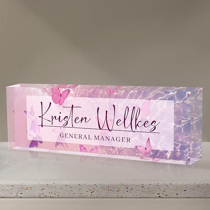 Acrylic Desk Name Plate Personalized, Office Desk Decor, Employee Appreciation Gifts, The Office Gifts for Boss, Manager, Teacher
