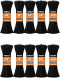 14 inch Zip Ties Black (1000 Pack) 120lbs Ultra Heavy Duty Tensile Strength, UV Resistant, Self-Locking, Heavy Duty Nylon Cable Ties Wire Ties for HVAC, Home, Office, Contractors, Businesses by Nirah