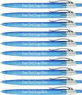 SyPen Personalized Pens With your Custom Logo or Text-500 Pack Bulk-for Businesses, Parties, and Events, Custom Printed Ballpoint Click Pens, Translucent Barrel, Light Blue Pen, Black Ink