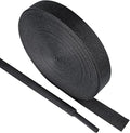 Black 2:1 Ratio Automotive Heat Shrink Braided Sleeving,Wear-Resistant Flat Woven Shrinkable Sleeve Fabric Car Cable Wires Hoses Protection (3/8"-66ft)