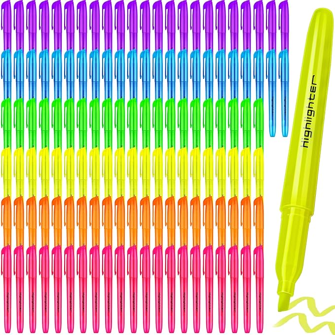 Tcevily 240 Pieces Highlighter Bulk Assorted Colors Highlighter Markers Chisel Tip Highlighters Pens Bundle for School Classroom Office (240)
