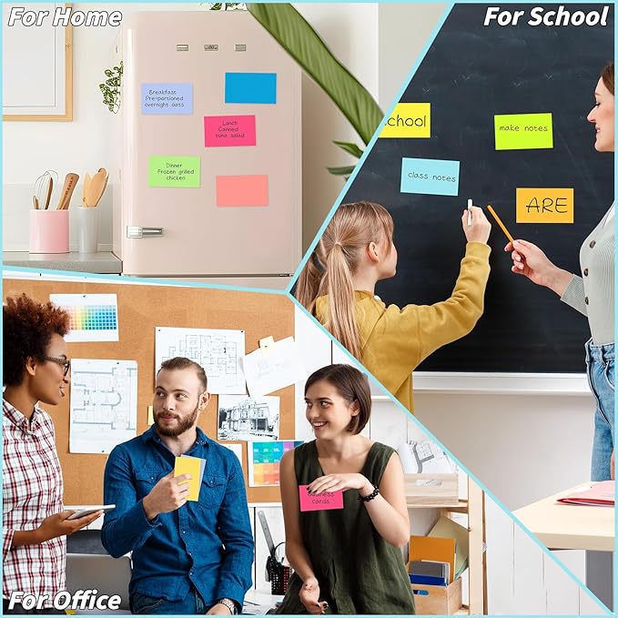 36 Pads Large Sticky Notes 3in x 5in, 12 Colors Adhesive Self-Stick Multicolor Memo Note Pads Bright Colorful Rectangle Sticky Notes for Office Home School Meeting Blank Desk Notebook 45 Sheets/pad