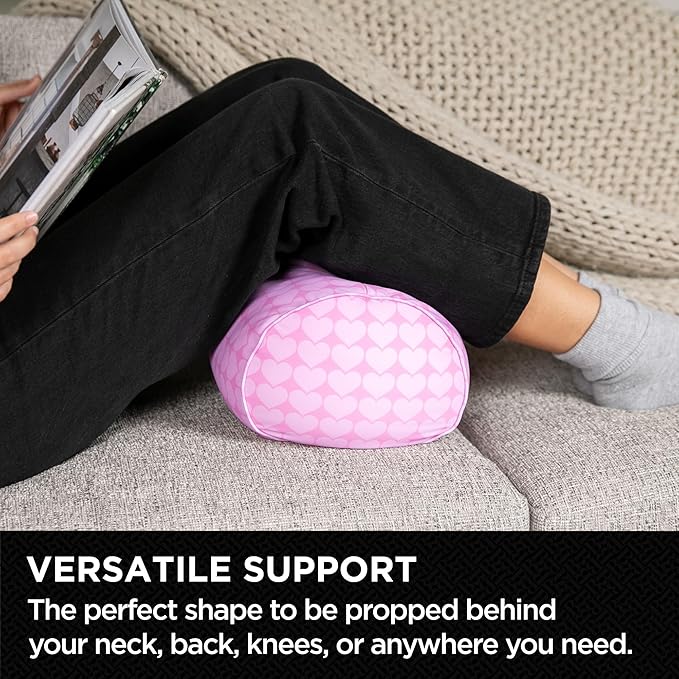 Brookstone Squishy FOM Cushion Pillow - The Original Stretchy, Comfy, Colorful Pillow for Neck, Lumbar Support, and Bed - for Sleeping, Car, Travel - Small Pillow, Hearts, 12 x 7 Inches