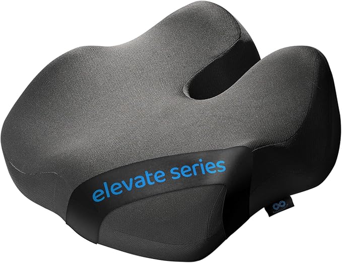 Everlasting Comfort Premium Memory Foam Seat Cushion for Office & Car - Elevate Series Ergonomic Chair Cushion - Doctor Recommended Support Pillow for Tailbone, Sciatica Pain Relief, Desk Accessories