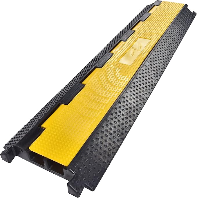 Yescom Cable Ramp Protector 2 Channel Garden Hose Protecitive 22000 Lbs Load Capacity Heavy Duty Speed Bump for Road Driveway Walkway