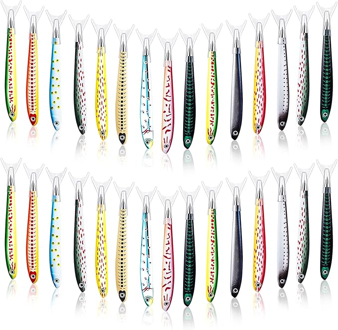 Outus 30 Pieces Fish Pens Fishing Birthday Party Favors Decoration Writing Ballpoint Pens for Office Valentine Day Chinese New Year Gifts (Aquatic)