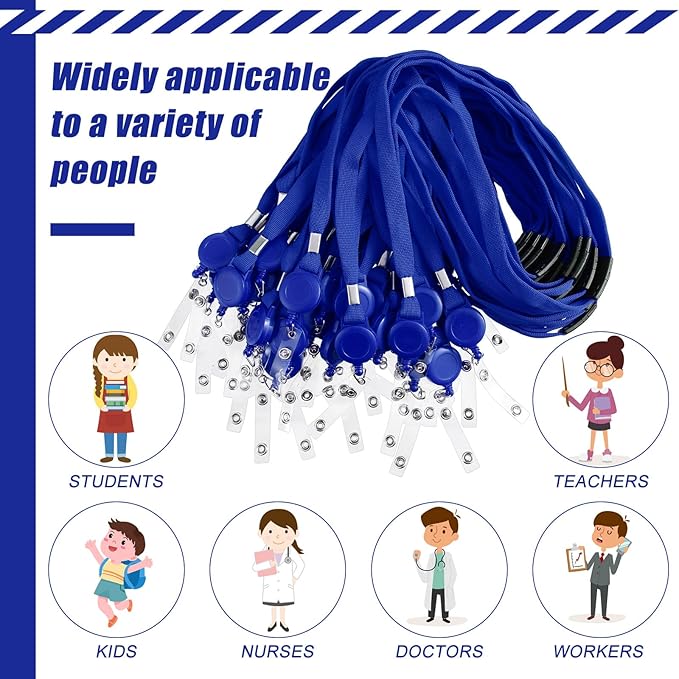 Windyun 108 Pcs Breakaway Lanyard with Safety ID Bulk Retractable Lanyards Flat Neck Straps (Blue)