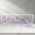 Custom Office Name Plate for Desk, Desk Name Plate Personalized, Personalized Gifts for Women, Appreciation Gifts for Employee Coworkers Boss Teacher, Office Accessories (Purple lilac flower)