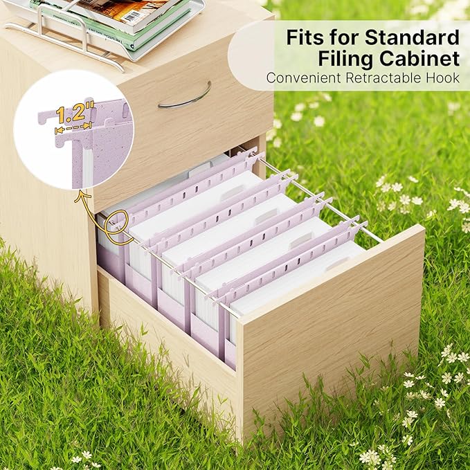 Letter Size Hanging File Folders with Tabs,2'' Expansion,12 Pack Heavy Duty Wheat Straw Plastic Hanging Folder,Extra Capacity Filing Cabinet Folders,File Organizer for File Box(Morandi Purple)