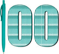 Deegtran 100 Pack No Bleed Teal Blue Barrel Click Pens, Wholesale Retractable Ballpoint Pens, Medium Point, Smooth Ink, 1.0MM Black Ink