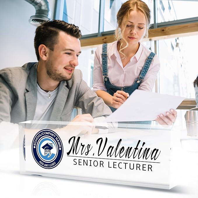 Custom Personalized Office Desk Plates-Gifts & Decor (White)