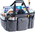 APOFFICE Art Supply Organizer Tote Bag – Craft Caddy with Handle, Utility Storage Tote with Multiple Pockets & Adjustable Divider for Stationary, Sewing, Scrapbooking, School, Office, Medical Supplies