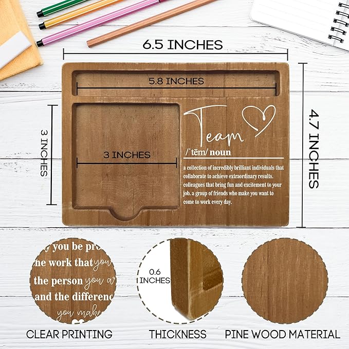 Wooden Desk Note Pen Holder, Inspirational Quotes Office Desk Decor Gift, Sticky Pen-holder for Office Home, Thank You Teachers Day Gifts for Colleague Family Friends-A05