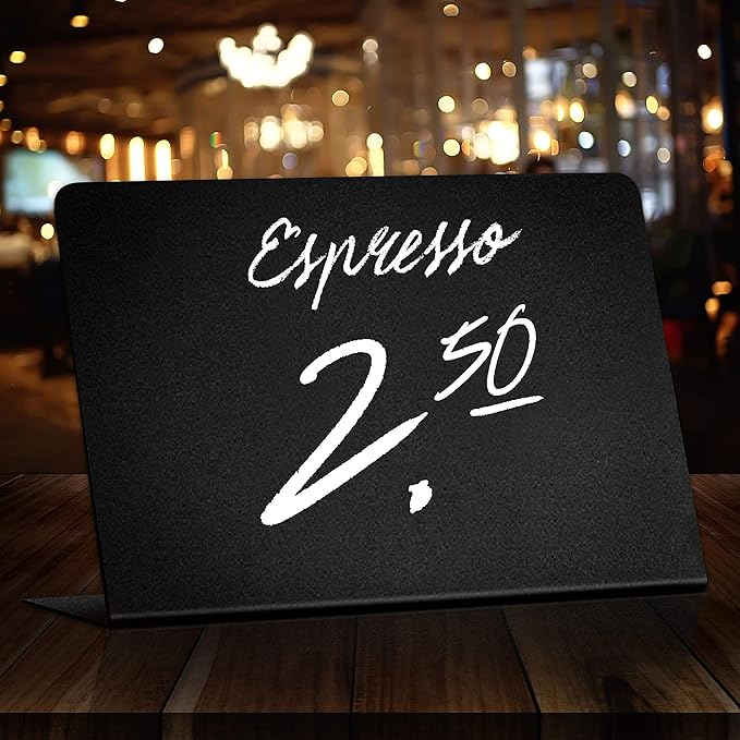 20 Pack Mini Chalkboard Signs for Food – Small 3x4 Tabletop Labels for Buffet - Wedding - Party or Catering – Reusable Plastic Black Display Stands for Chalk Board Food Tags