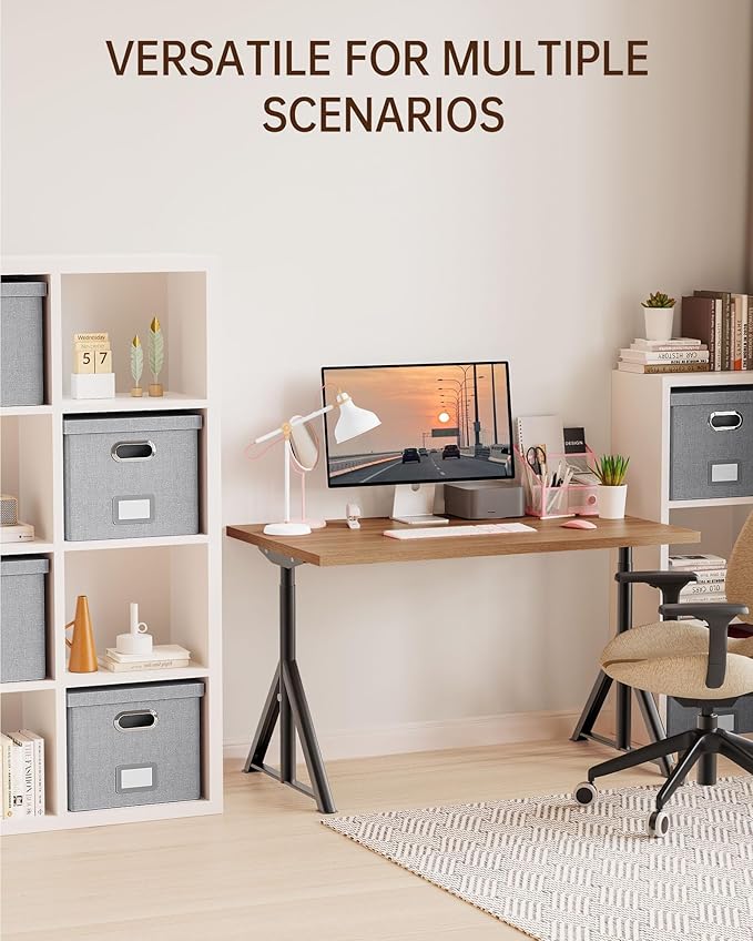 2 Pack File Storage Organizer, Filing Box, Portable File Box with Lid, Fit for Letter/Legal File Folder Storage, Document Organizer, Gray-White