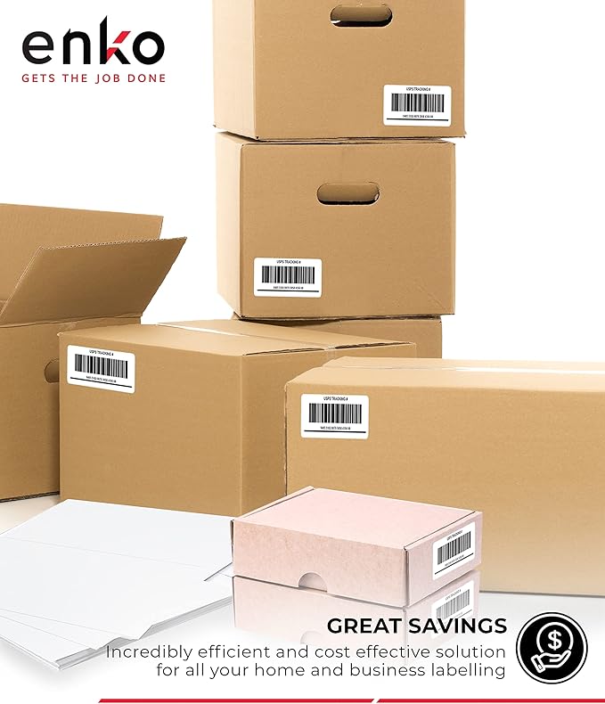 enKo - 5-1/2 x 8-1/2 Inch Label - White Blank - 2 Per Sheet Half Shipping Labels for Laser Inkjet Printer (1000 Sheets, 2000 Labels)
