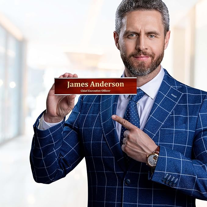 Name Plate for Desk, Personalized Plate, Custom Door Name Plate for Office Doors, Wall, Wall Holder, Laser Engraved, 2" x 10", 18 Color Options, Made in USA by My Sign Center.