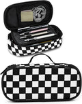Black White Checkered Pencil Case Pencil Pouch Large Capacity Pen Bag School Office Organizer Stationery Storage Box For Girls Boys Teen Kids