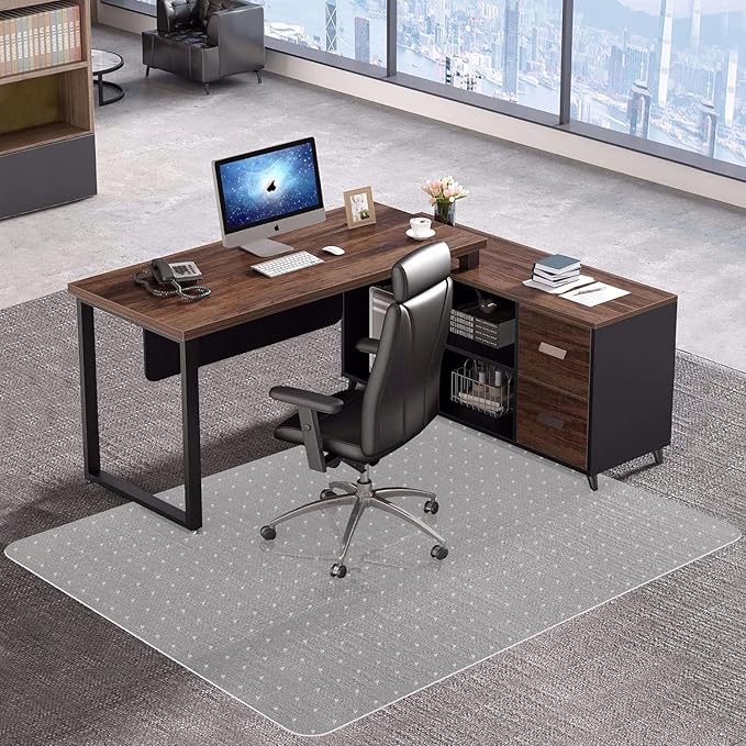 Amyracel Large Office Chair Mat for Low Pile Carpet - 35" x 55" Clear Computer Desk Mat for Home & Offices, Easy Glide Plastic Floor Mat for Office Chair On Carpet