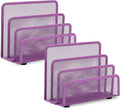 EASEPRES Desk Mail Organizer, Office Small Desktop Metal Mesh Envelope Letter Sorter Paper File Holder Organizer with 3 Vertical Upright Compartments, Purple 2 Pack