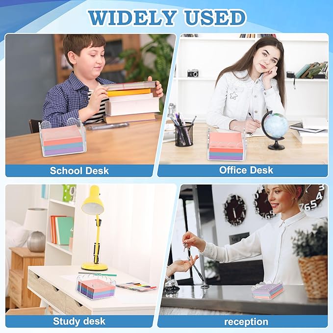 1 PC Scalloped Acrylic Sticky Note Holder 3"x3" Crystal Clear Sticky Note Holder Dispenser for Classroom, Desk Organizer Accessories for Dorm Room, School Office Necessities
