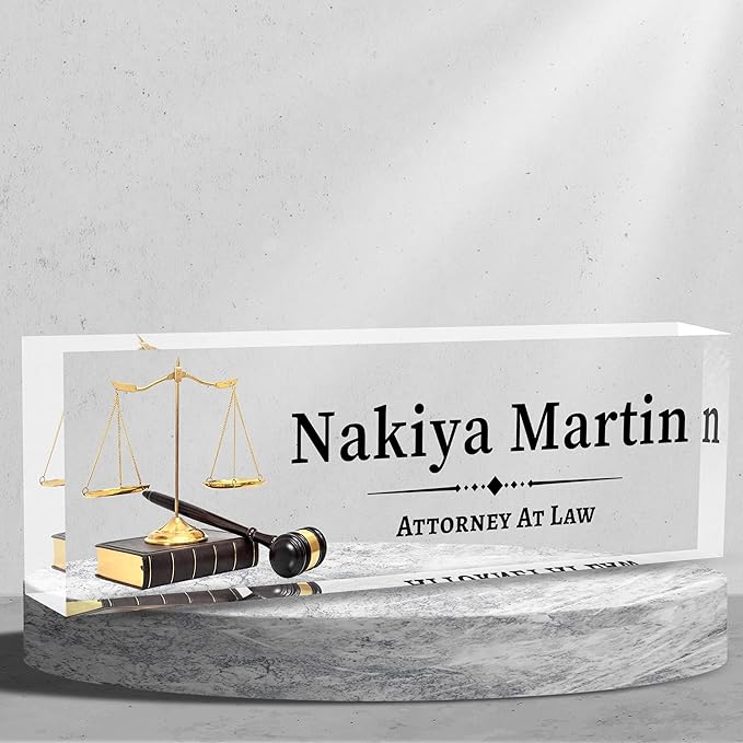 Personalized Name Plate for Desk Custom Acrylic Desk Name Plate Custom Employee Appreciation Gifts Office Gifts for Women, Men, Boss, Coworkers, Teacher, Nurse (Lawyer)