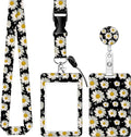BLOCIT Lanyards for ID Badges and Keys, Funny Badge Reel Retractable with Clip,ID Badge Holder with Breakaway Lanyard, Teacher Nurse Office Gifts（Sunflower White Daisy）