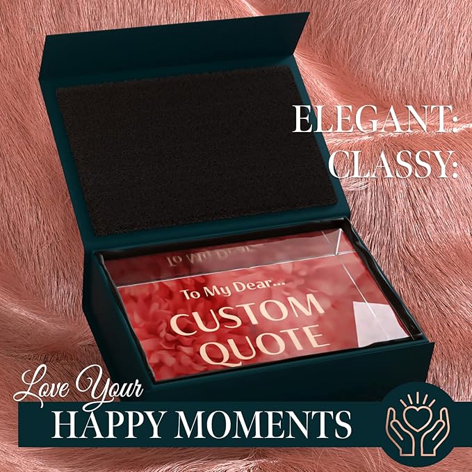 Personalized Gifts, Custom Quote Block Letter Board,Crystal-Clear Acrylic with Gift Box,17 Styles, Holiday and Christmas Gift for Mom, Dad, Girlfriend, Him or Her, Husband, Wife (4"x6", Rosy)