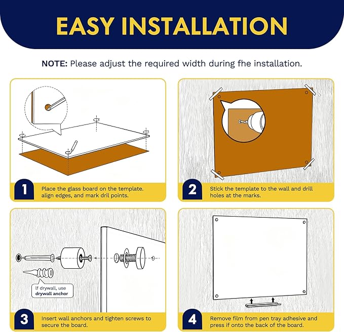 8' x 4' Magnetic Glass Dry Erase WhiteBoard: 96 x 48 Inches Wall Mounted, Infinity Frameless Whiteboard for Office, Home & School, Includes Accessory Tray, 8 Magnets, 4 Markers, and 1 Eraser