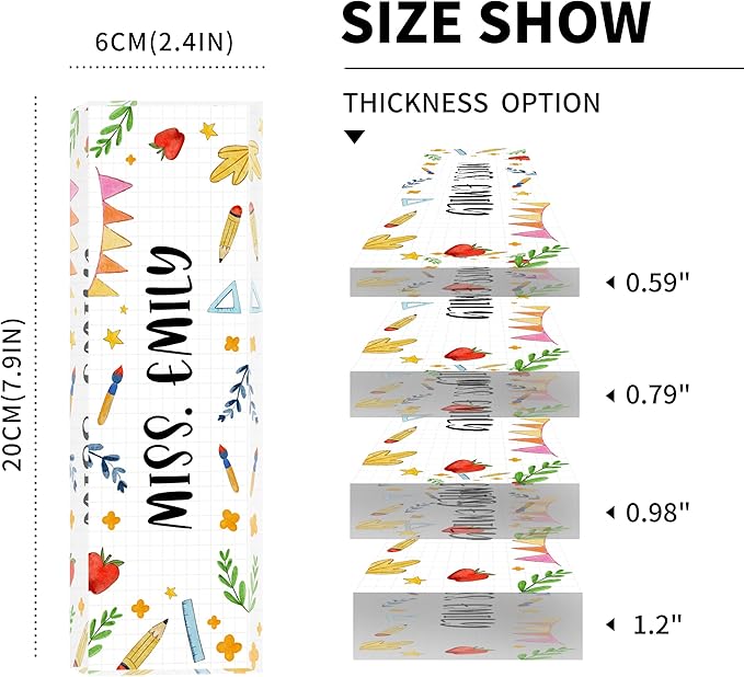 Teacher Office Desk Name Plate Personalized, Custom Name Plates for Desks, Teachers Office Desk Decor, Clear Acrylic Glass Block, Personalized Office Gifts for Teachers Laywers, Appreciation Gifts