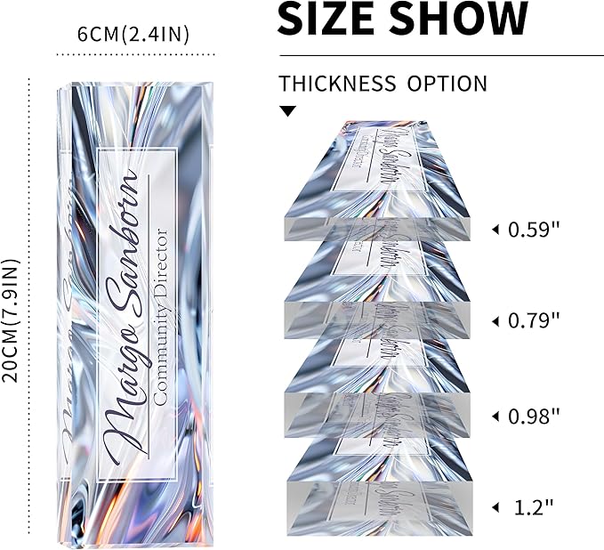 Personalized Name Plate for Desk, Custom Desk Name Plate, Acrylic Name Plate Office Desk Accessories, Personalized Office Gifts for Coworkers Teachers, Employee Appreciation Gifts (Silver Crystal)