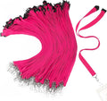 Patelai 60 Pcs Breakaway Lanyards with J Hook Bulk Flat for ID Badges Neck Badge Lanyards Card Nametag Holder Neck Straps (Hot Pink)