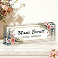 Ship Next Day-Custom Name Plate for Desk, Desk Name Plate Personalized, Acrylic Office Desk Accessories, Appreciation Gifts for Coworkers Employee Teachers Boss Women Men (Vintage Rose)