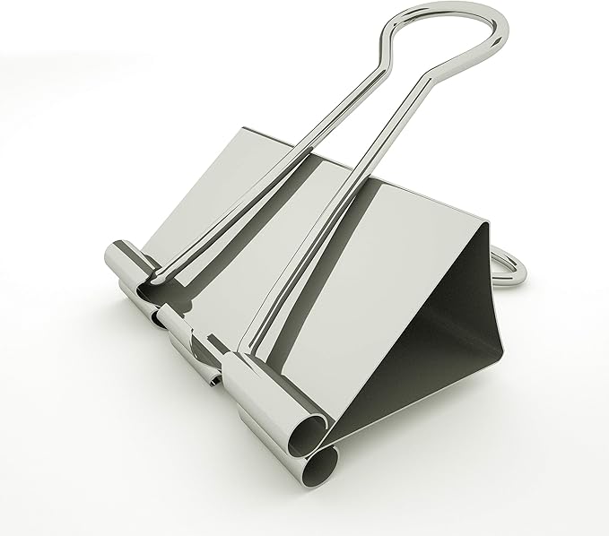 Nctinystore Binder Clips Medium Metal Clamp 1-1/4", 1.25 inch, 32 mm (Silver, 26-PCS)