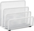 EASEPRES Desk Mail Organizer, Office Small Desktop Metal Mesh Envelope Letter Sorter Paper File Holder Organizer with 3 Vertical Upright Compartments, White 1 Pack