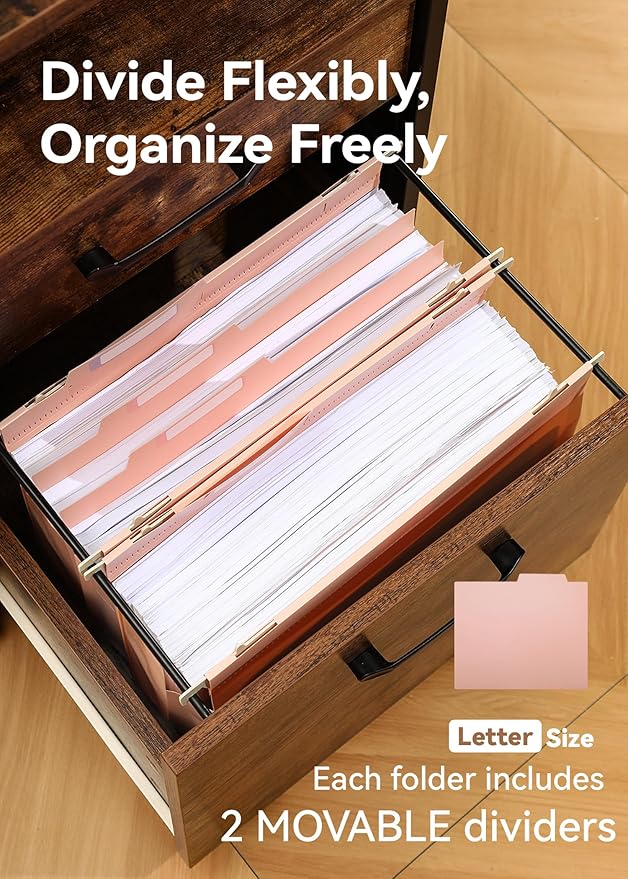 Plastic High Capacity Hanging File Folders, Letter Size, 4" Expanding Accordion Pocket with Movable Dividers, Pink Colors, Heavy Duty for Filing Cabinet, Insertable Tabs, 6 Pack