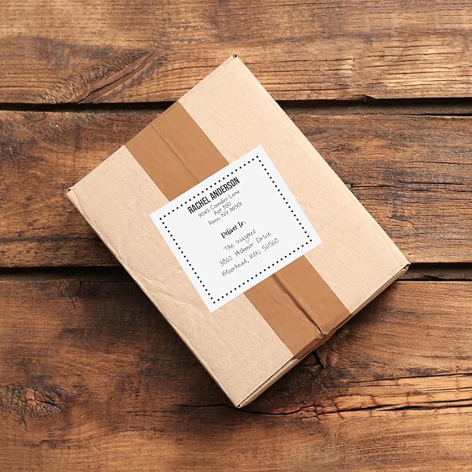 Custom Dotted Shipping Labels / 48 Personalized Address Labels/ 4" x 3½" Mailing Stickers/Made in USA