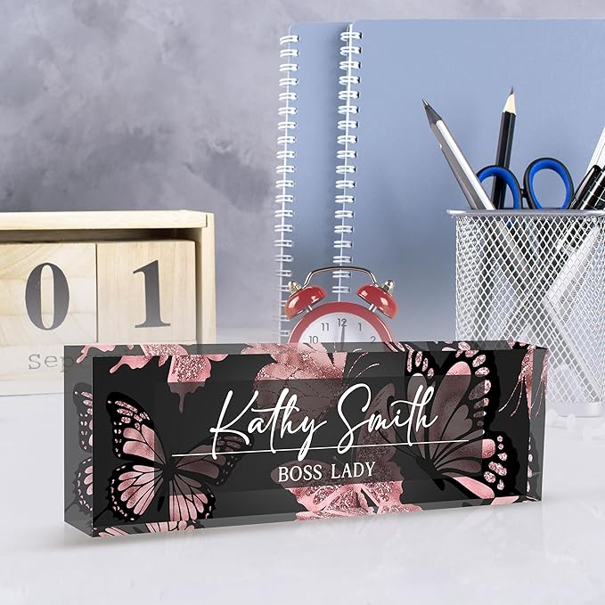 Custom Name Plate for Desk | Personalized Desk Name Plate | Personalized Boss Employee Appreciation Gifts | Acrylic Name Plate Office Desk Accessories