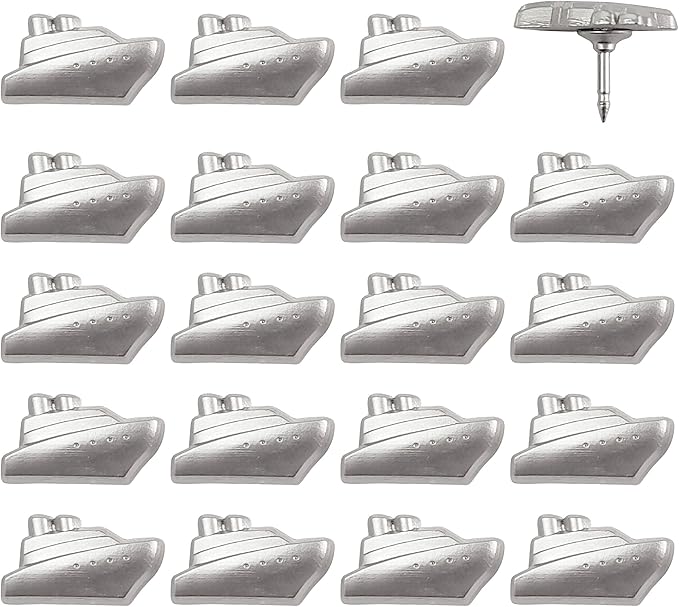 Cruise Ship Push Pins - Silver Metal Cruise Ship Pins - for Cork Board, Maps, or Lapel Pin Use - Designed in USA - Set of 20