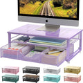gianotter Computer Monitor Stand Riser, office organizer with Drawer, Office Organizers Storage for Classroom Office Supplies (Purple)