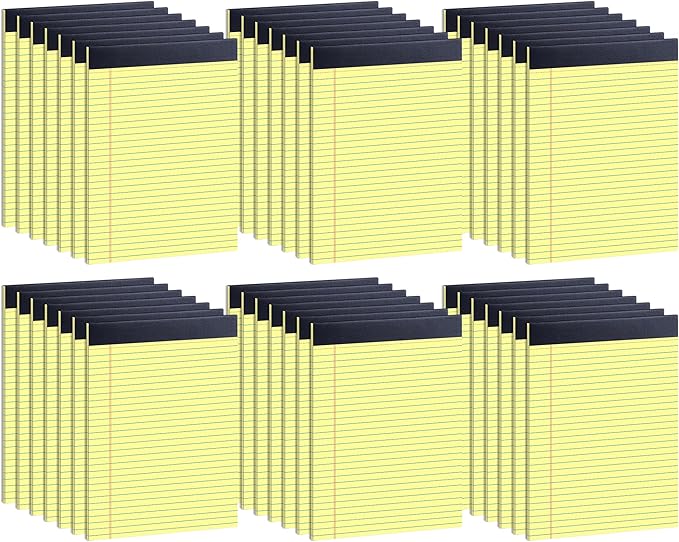 Oleitodh Legal Pads Bulk, Rainbow Notepad, Note Pads College Ruled Perforated Memo Pad for Work Study Daily Note Taking List, Lined Writing Pads (Yellow)