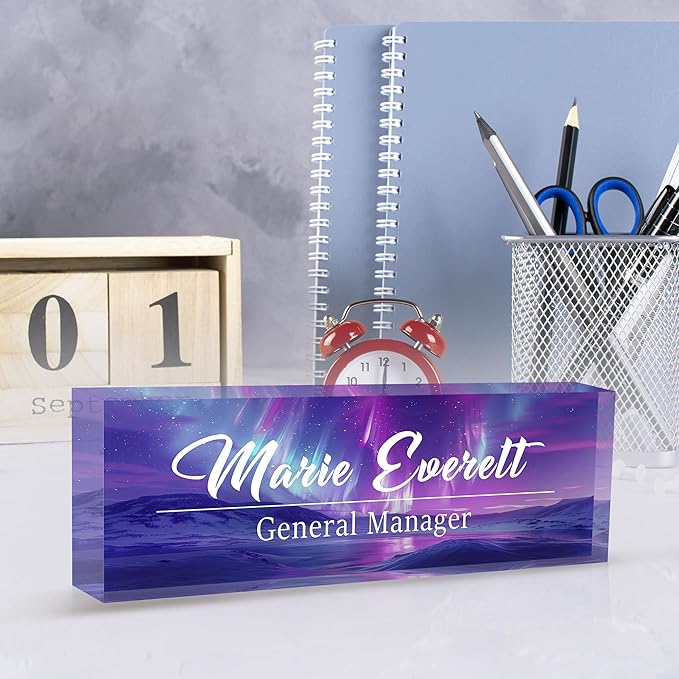 Custom Name Plate for Desk | Personalized Desk Name Plate | Personalized Boss Employee Appreciation Gifts | Acrylic Name Plate Office Desk Accessories