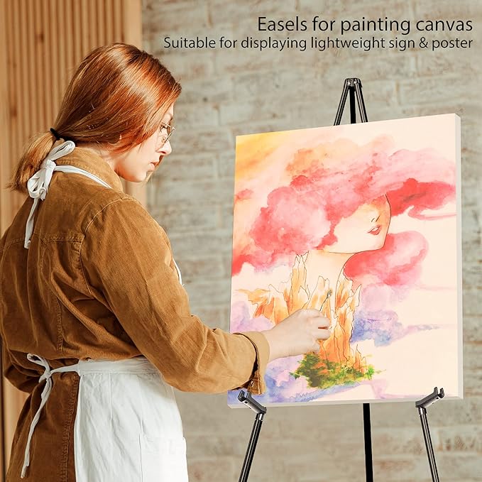 63" Display Easel Stand - 3Packs Art Easels for Wedding Sign Poster Stand Folding Floor Adjustable Metal Black Easel Instant Tripod Easel for Painting Wedding Welcome Sign Stand