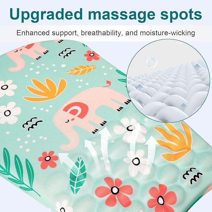 Ergonomic Wrist Mouse Pad with Massage Design, Wrist Rest Pain Relief Mousepad with Memory Foam Non-Slip PU Base, Mouse Pad with Wrist Support for Wireless Mouse & Desk,Y Little Elephant