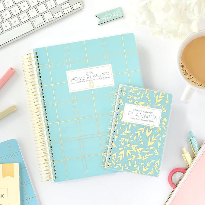 PPP Pocket Calendar 2026 (Blue Leaf) | Weekly Checklists | Monthly Calendar Layout | Personal Goals | Notes Pages | Poly Laminated Cover | Twin Ring Coil Binding | Pocket-Sized 4x6.5" | Planner